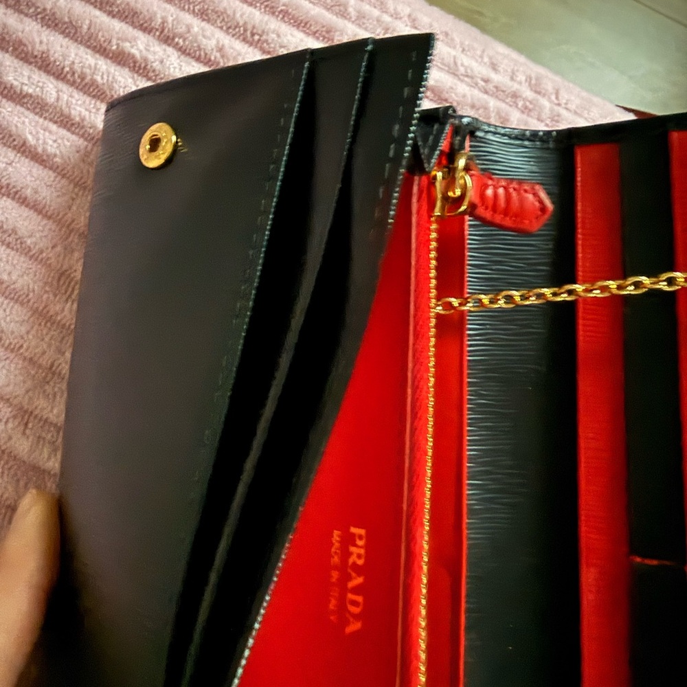 Prada Black Textured Clutch with Gold Accents - Picture 6 of 9